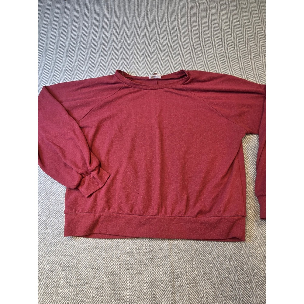 BKE Sweatshirt Women Small Burgundy Regular Fit Raglan Sleeve Crew Neck Pullover